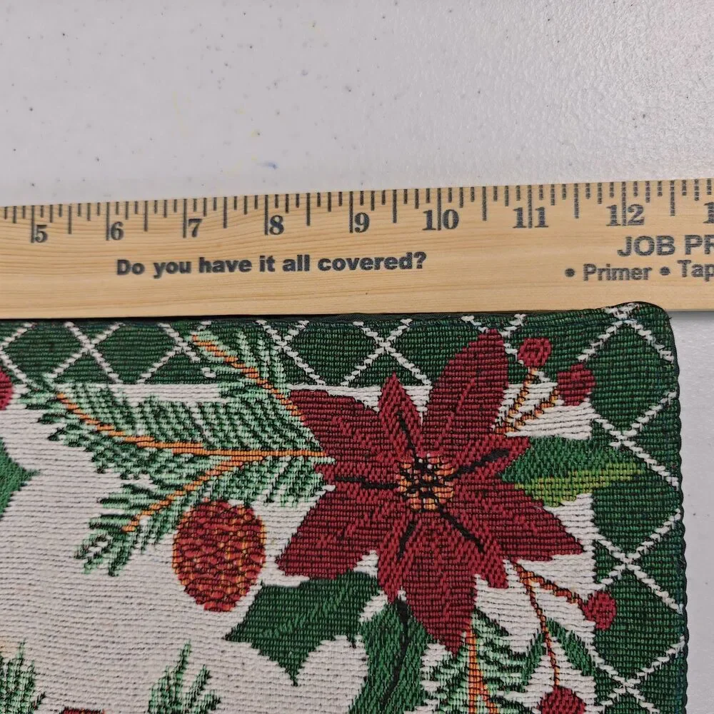 Poinsettia And Berries Embroidered Table Placemats Christmas Winter Family